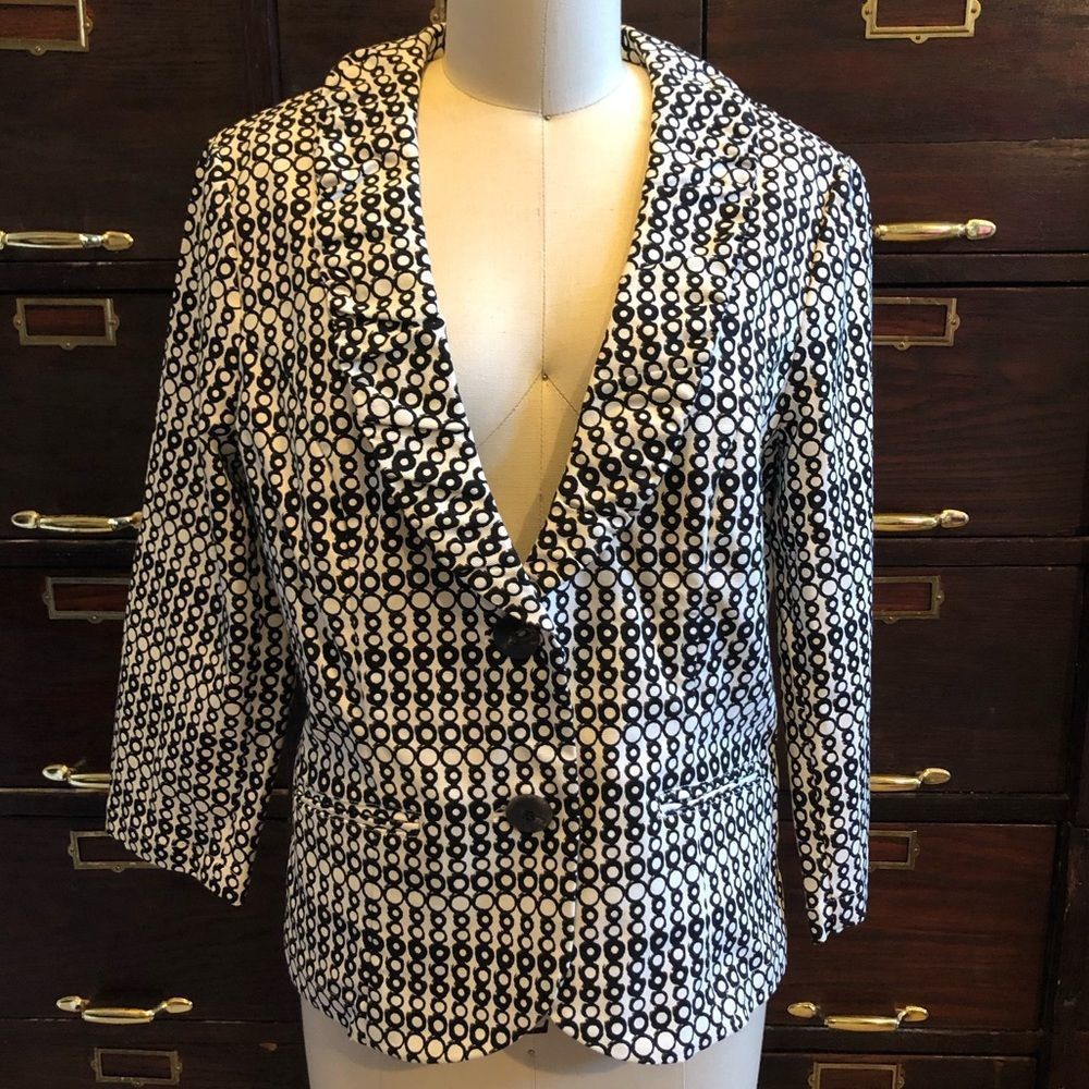 CAbi Black/White 4/3 sleeve Jacket style298-  6
